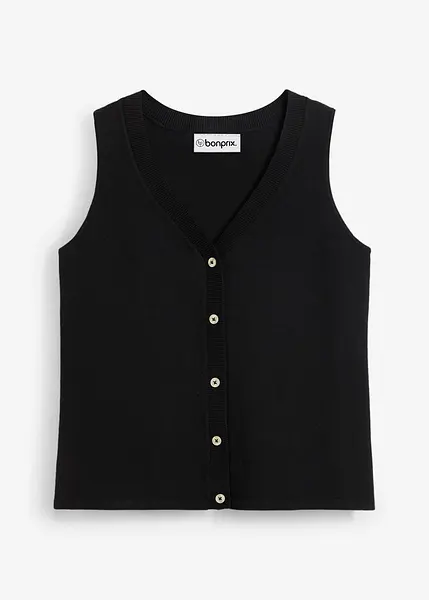 Canotta Estiva Donna Girocollo Senza Maniche: Gilet Basic In Cotone E Poliestere, Morbido E Casual, Taglia L, Colore Nero - 3