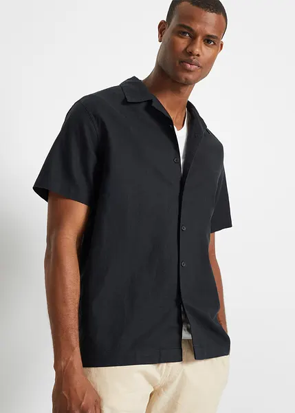 Camicia da uomo a maniche corte Henley, da uomo, per vacanze in spiaggia, con gemelli e colletto alto, da uomo, classica, Z1 blu cielo., S