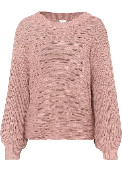 Maglione Donna In Morbido Cotone Rosa - Collo Alto, XX-Large, Elasticizzato, Finitura Pesca - 4