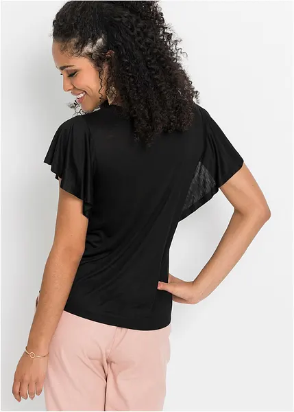 Maglietta Donna A Maniche Corte Con Volant Sulle Spalle, Girocollo Basic, Taglie S-XXL - For G And PL - 2