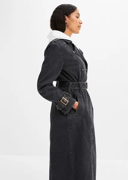 Trench in denim trendy con cintura - Grigio denim