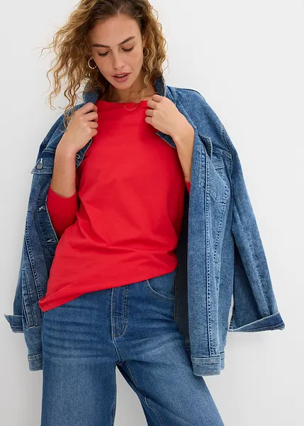 EMERY ROSE Maglietta casual a maniche lunghe con collo rotondo