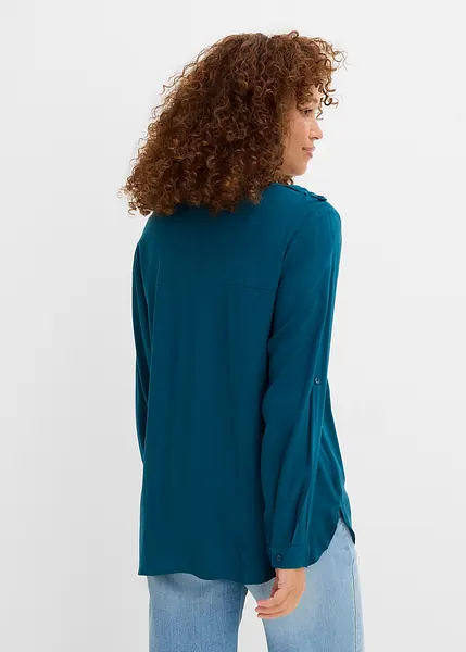 Tisfeer Tunica Donna Maniche Lunghe Con Bottone E Scollo A V | Casual Lavoro 2025 | Misto Rayon Elasticizzato