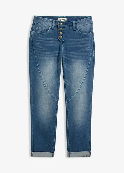 Pantaloni con bottone e lacci e con cuciture decorative sulle gambe