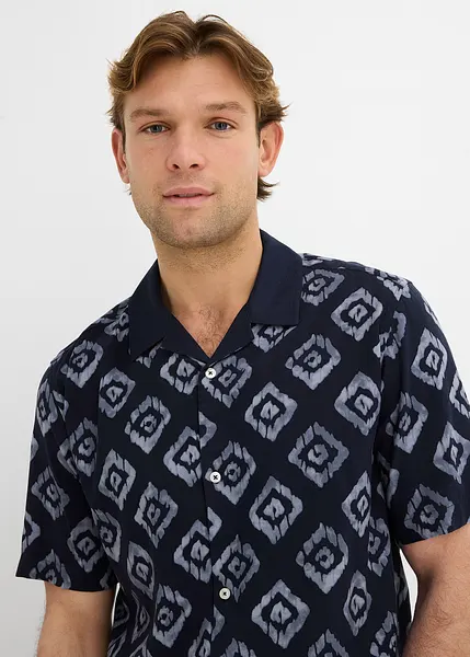FYLTR Camicia Casual Uomo In Rayon, Colletto Resort E Mezze Maniche - Colore Blu Freddo, Taglia M