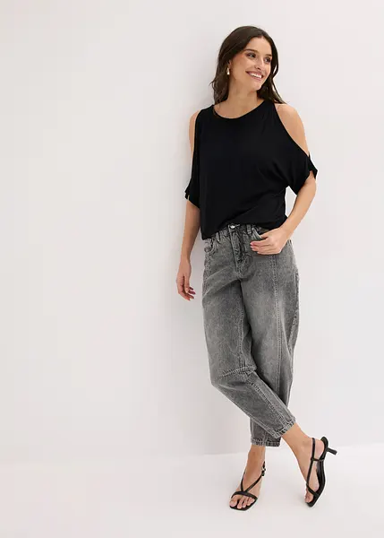 Camicetta Casual Estiva Da Donna Con Maniche Corte E Spalle Scoperte