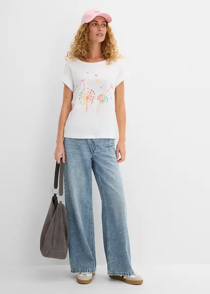 T-shirt Donna A Maniche Corte Con Stampa Floreale - Girocollo Morbido, Taglie Dalla S Alla XXXL
