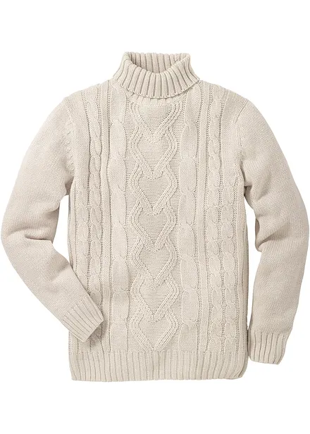 Maglione a collo alto con lavorazione a trecce