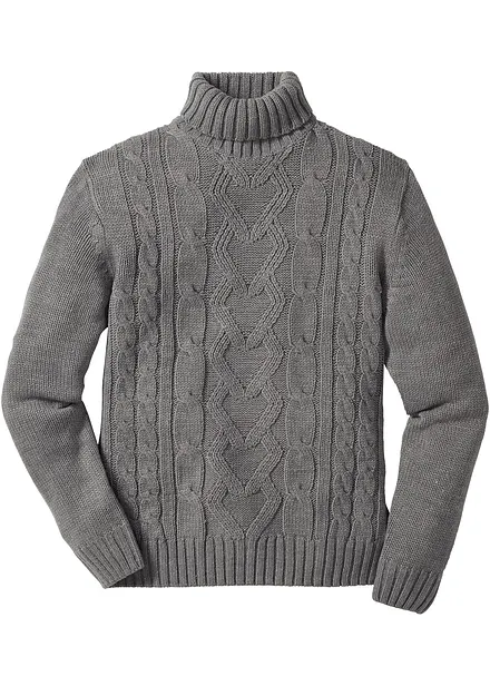 Maglione a collo alto con lavorazione a trecce