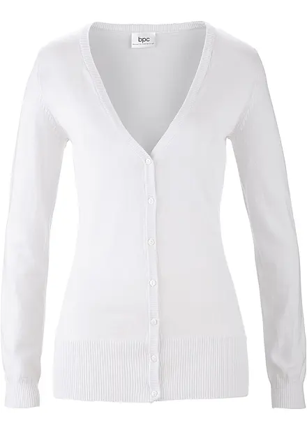 Cardigan basic in filato fine con bottoni