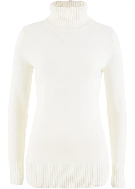 Maglione basic a collo alto in filato fine