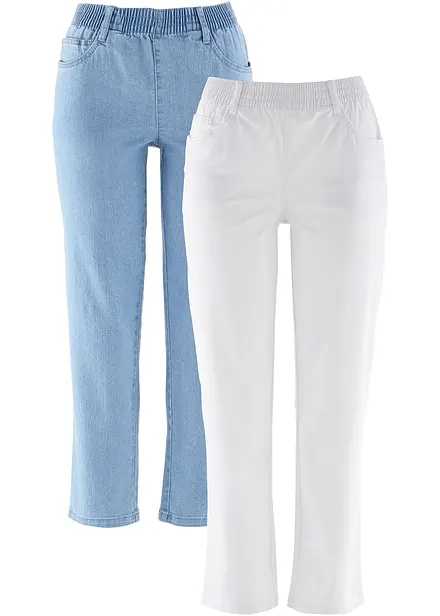 Jeans straight con cinta comoda, vita media (pacco da 2)