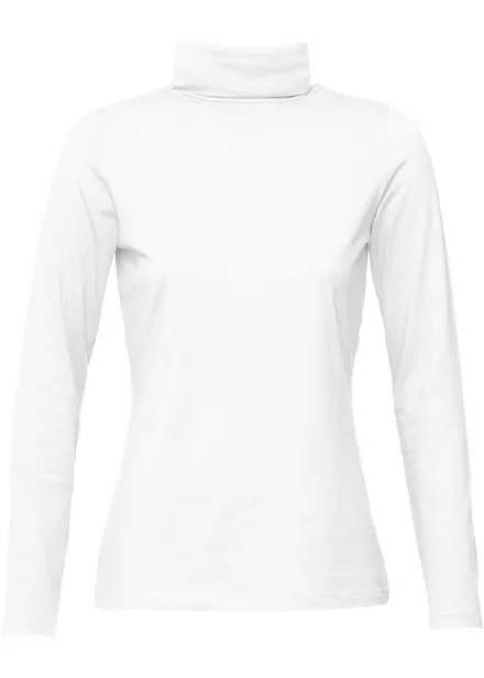 Maglia elasticizzata a collo alto e a maniche lunghe