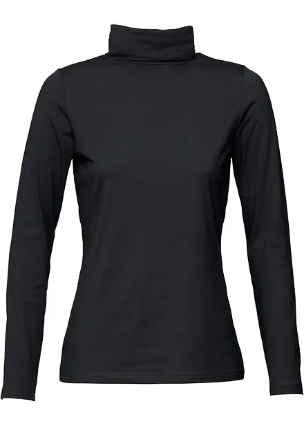 Maglia elasticizzata a collo alto e a maniche lunghe