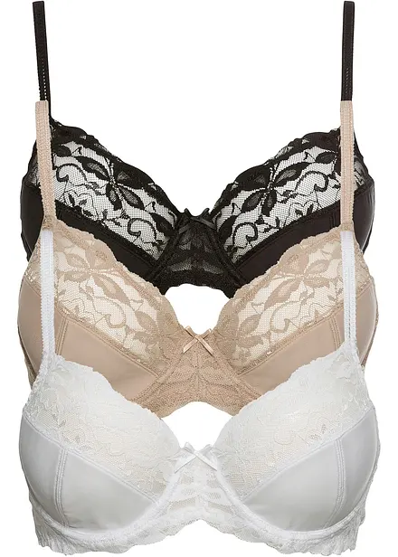 Reggiseno con ferretto e pizzo delicato (pacco da 3)