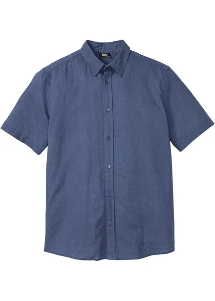 Camicia a maniche corte in fresco misto lino