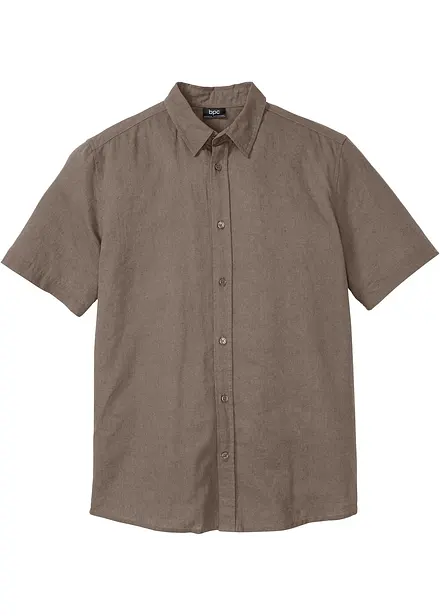 Camicia a maniche corte in fresco misto lino