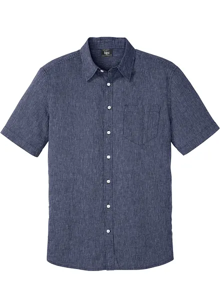 Camicia a maniche corte in misto lino