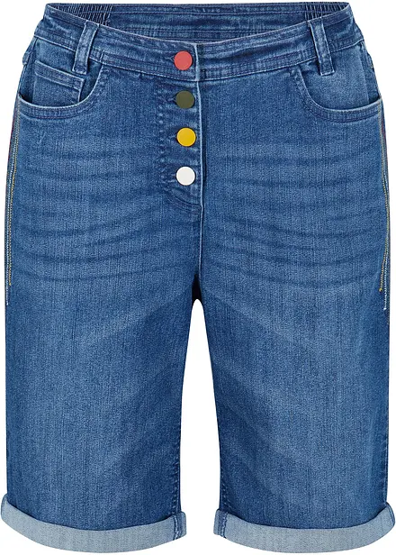 Bermuda comfort in jeans elasticizzato con cinta comoda