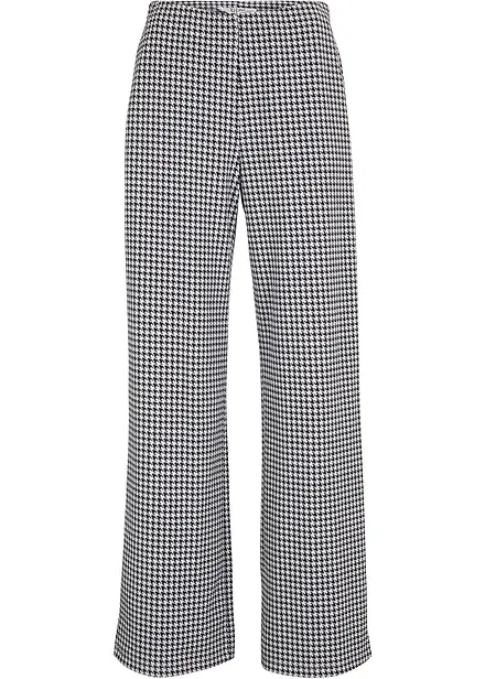 Pantaloni elasticizzati pied-de-poule, wide leg