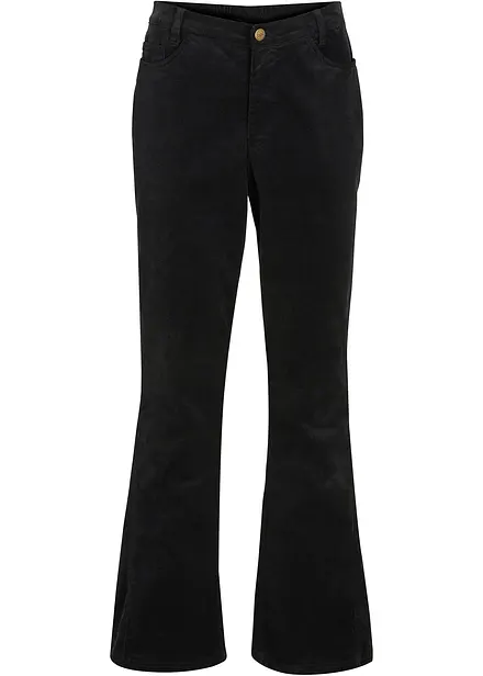 Pantaloni a zampa in velluto elasticizzato con cinta comoda a vita alta