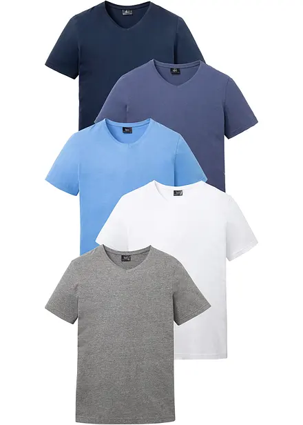 T-shirt con scollo a V (pacco da 5)