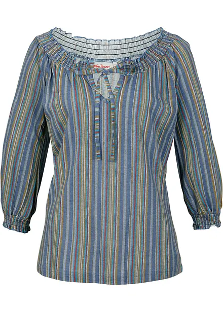Maglia lunga a righe con maniche a 3/4