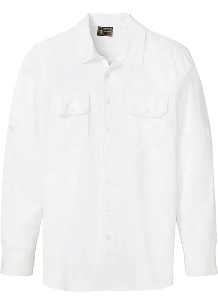 Camicia a maniche lunghe arrotolabili in misto lino