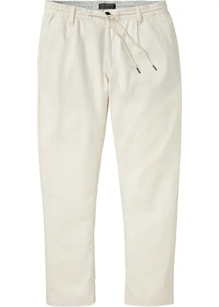 Pantaloni in misto lino con elastico in vita relaxed fit, straight
