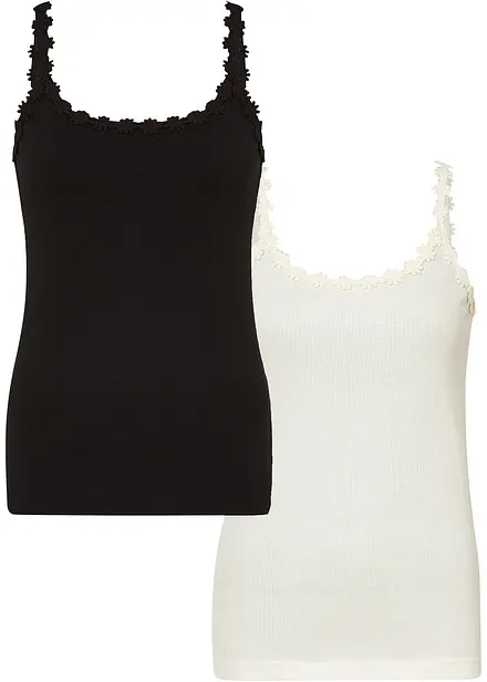 Top a costine in puro cotone (pacco da 2)