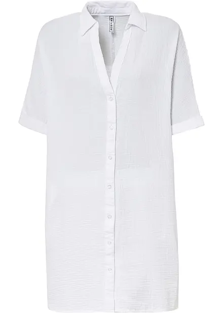 Camicia lunga oversize in mussola di cotone
