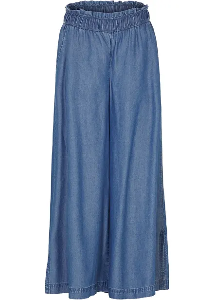 Pantaloni a palazzo cropped e fluenti con spacchi laterali