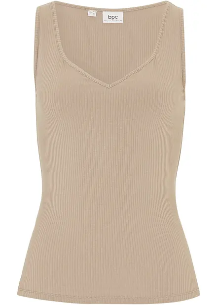 Top a costine con scollatura a cuore