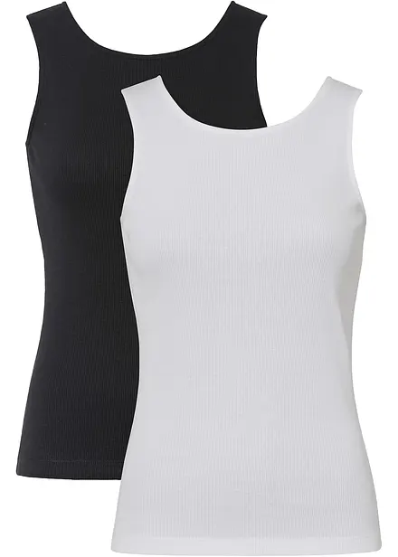 Top a costine in puro cotone biologico (pacco da 2)