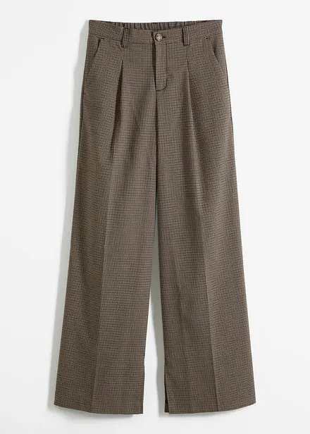 Pantaloni con pinces a quadri e catenina staccabile