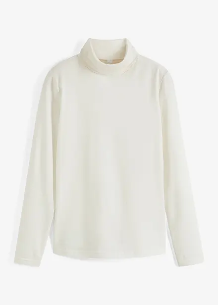 Maglia elasticizzata a collo alto e a maniche lunghe