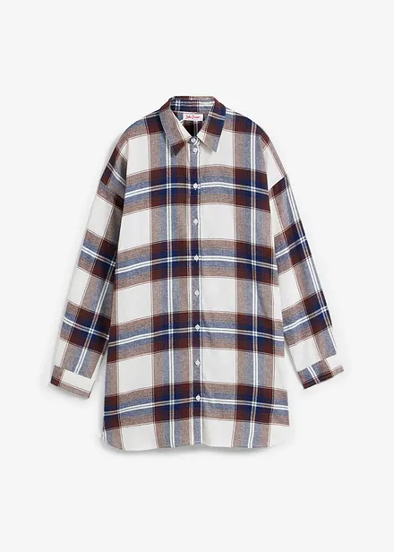 Camicia lunga in flanella di puro cotone