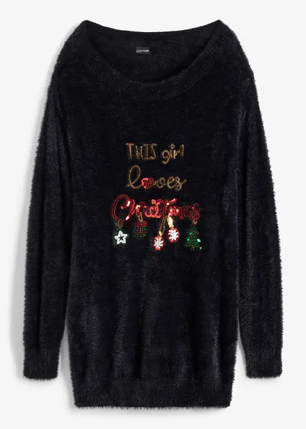 Maglione natalizio con spalle scoperte
