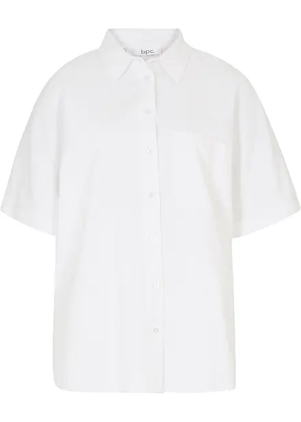 Camicetta oversize in misto lino con mezze maniche