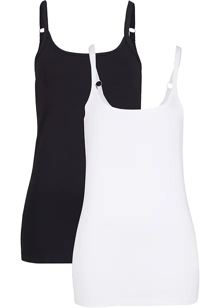 Top lungo in cotone biologico con spalline sottili (pacco da 2)