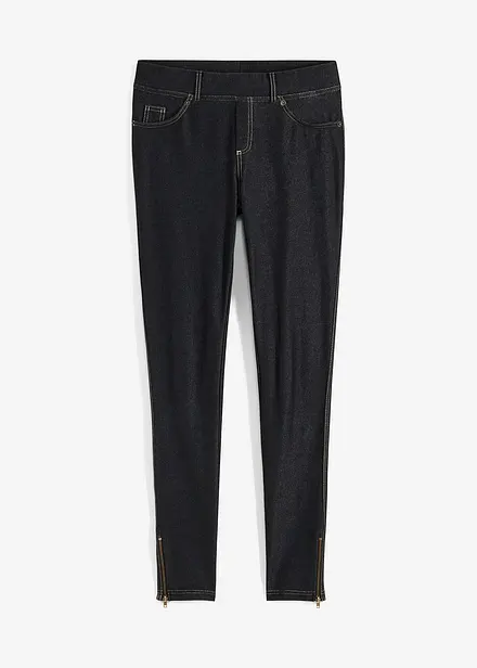 Leggings effetto jeans con cerniere