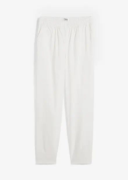 Pantaloni in misto lino e cotone,  vita alta