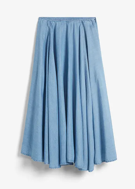Gonna di jeans con elastico in vita, high waist