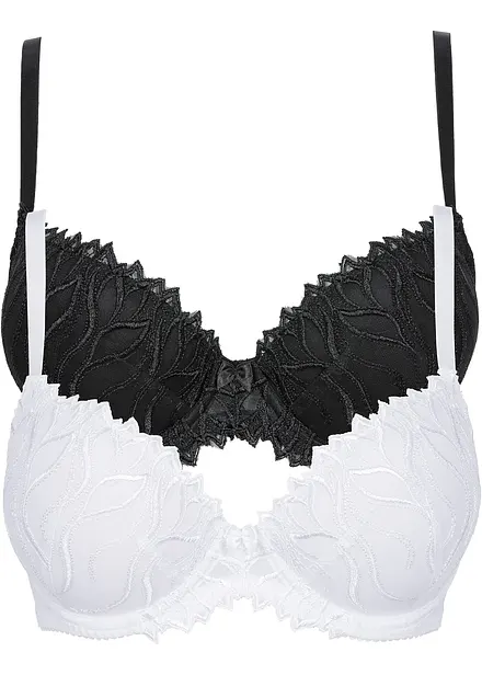 Reggiseno con coppe preformate e ricamo delicato (pacco da 2)