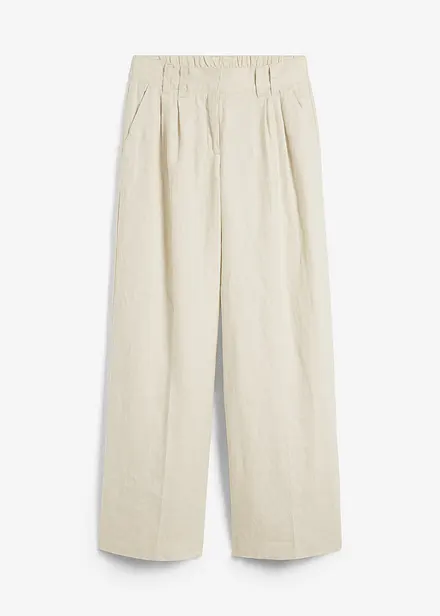 Pantaloni con pinces in puro lino