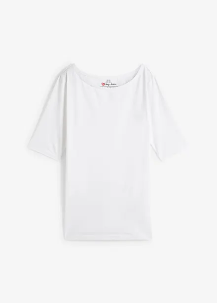 Maglia a mezze maniche con scollo a barca con cotone biologico