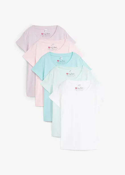 Maglia con scollo rotondo e maniche corte (pacco da 5)