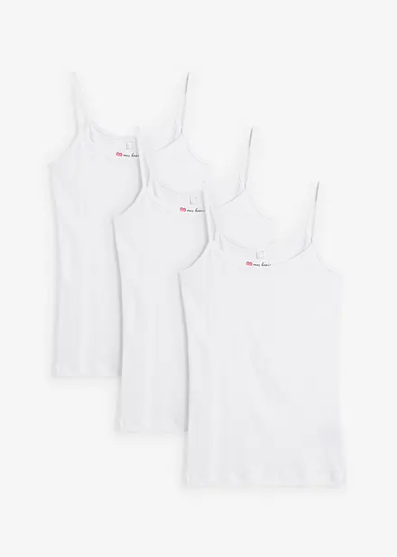 Top con spalline sottili in puro cotone (pacco da 3)