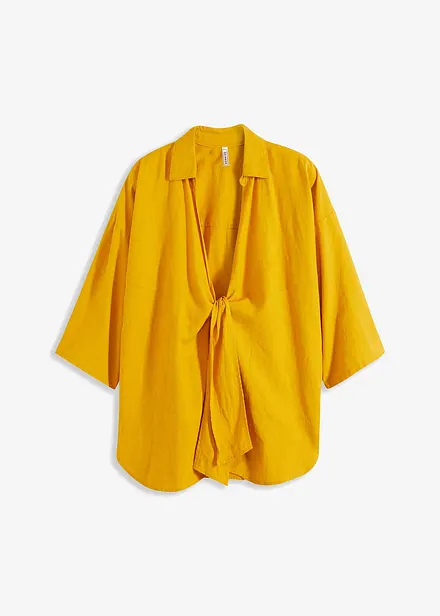 Camicetta con maniche a kimono in misto lino