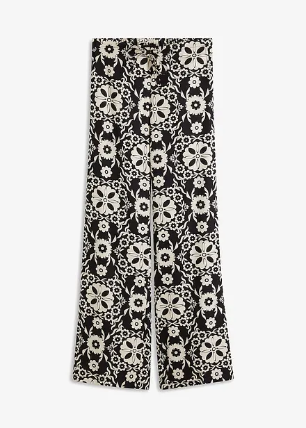 Pantaloni in viscosa fantasia con tasche